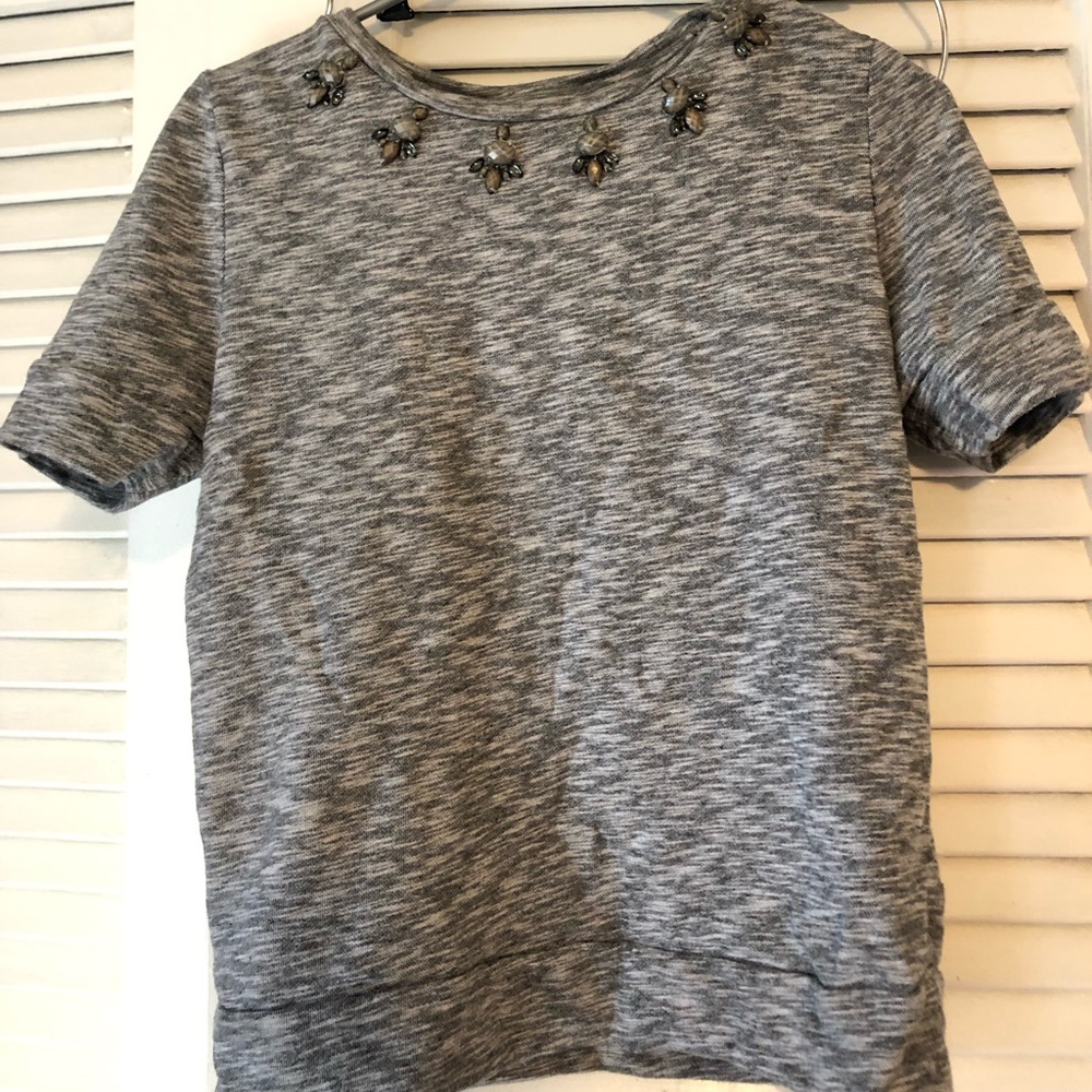 Size M LOFT top with jeweled neck line